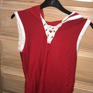 red tank with hood